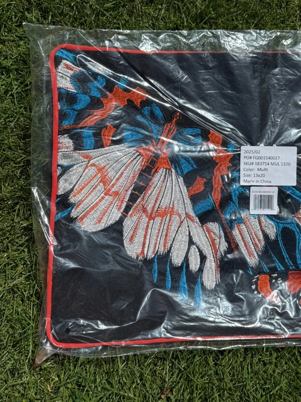 Frontgate Butterfly Embroidered Outdoor Pillow Cover - 13” x 20” - NWT